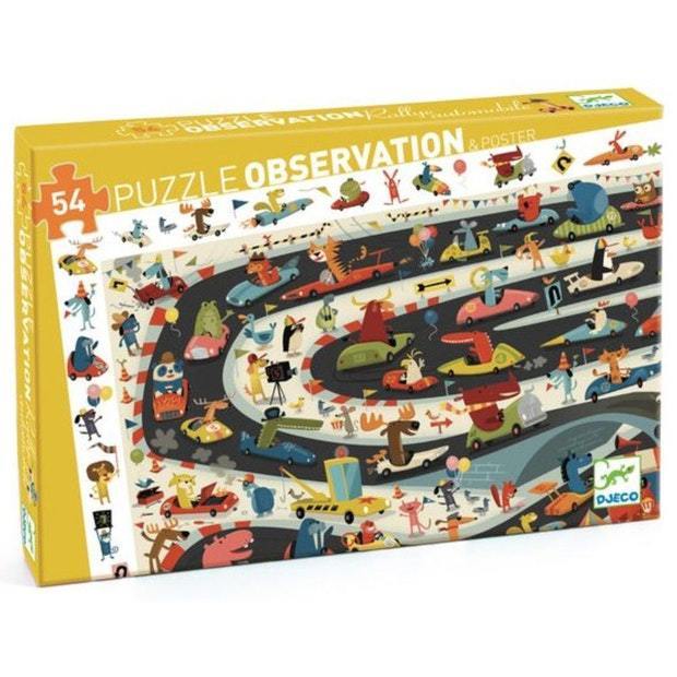 Car Rally - 54pc Observation Puzzle by Djeco - Timeless Toys