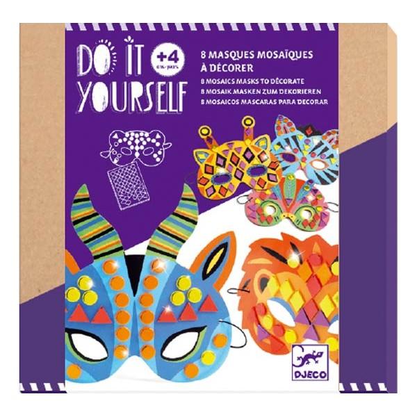Djeco DIY Mosaic Masks - Jungle Animals - Timeless Toys