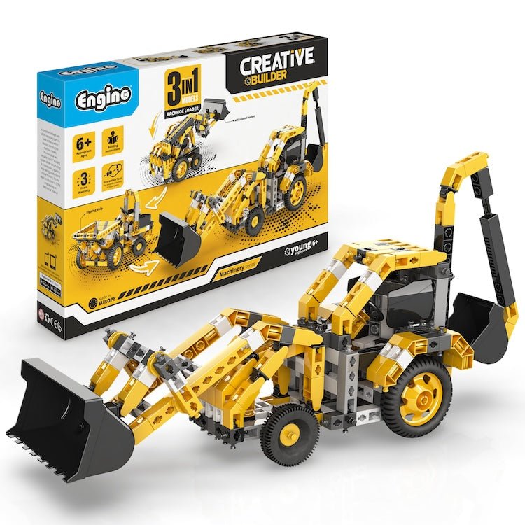Engino: Creative Builder - Backhoe Loader Machinery Set - (3 models) - 6yrs+ - Timeless Toys