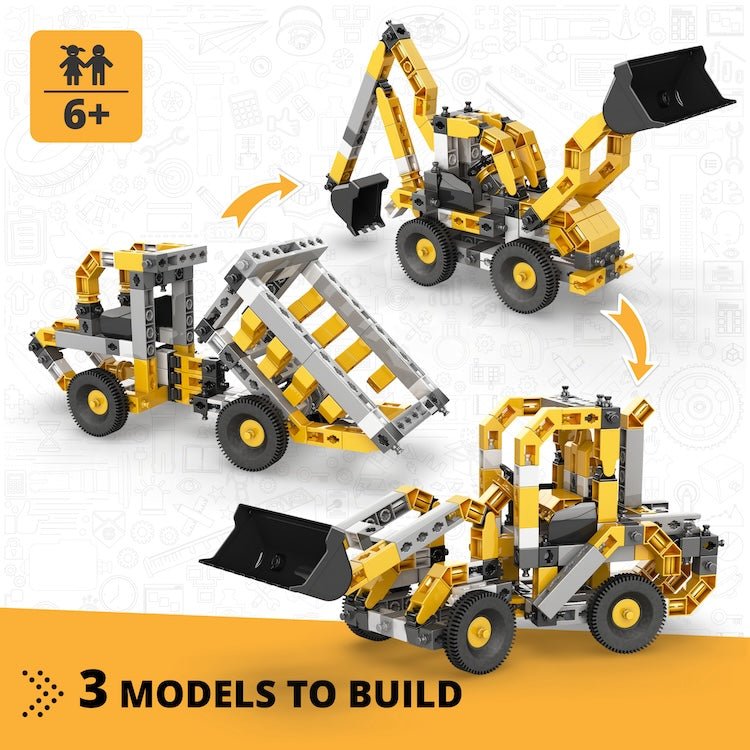 Engino: Creative Builder - Wheeled Loader Machinery Set (3 models) 6yrs+ - Timeless Toys