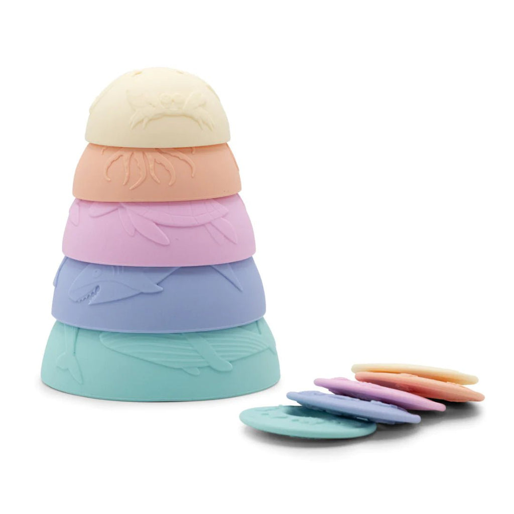 Jellystone Ocean Sensory Stacking Cups - Rainbow Pastel - Timeless Toys