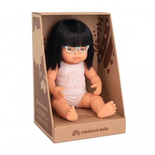 Miniland Asian Girl Doll with Glasses - 38cm - Timeless Toys