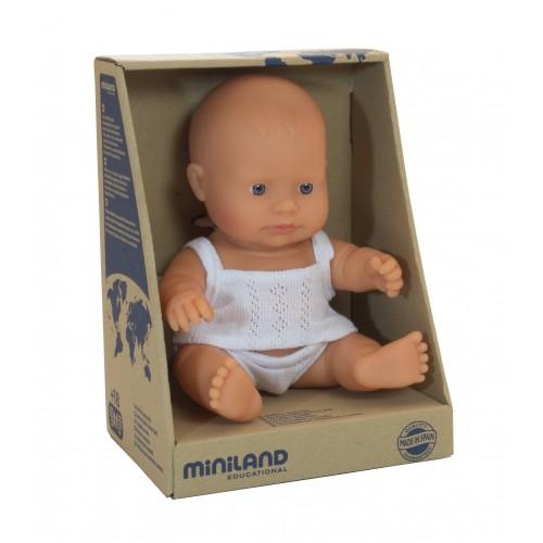 Miniland Caucasian Baby Boy Doll - 21cm - Timeless Toys