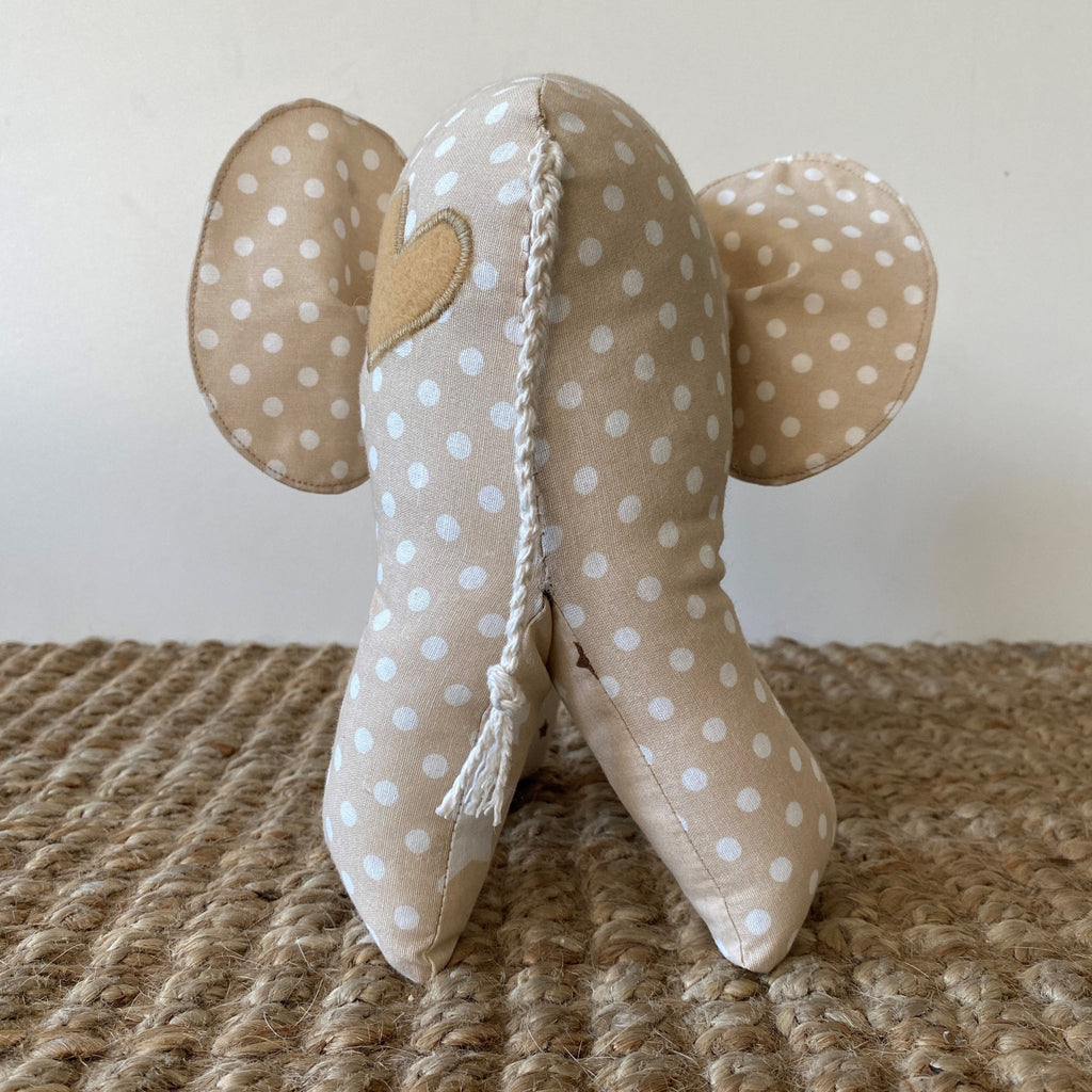 Ndlovu Handmade Elephant Soft Toy - Beige with dots - Small or medium - Timeless Toys
