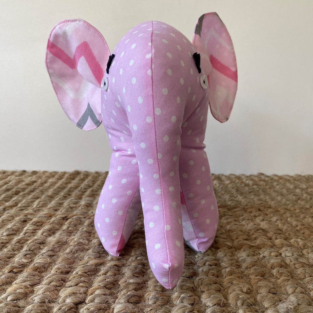 Ndlovu Handmade Elephant Soft Toy - Pink with dots - Small or medium - Timeless Toys