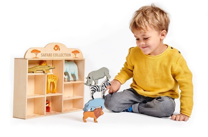 Safari Animals and Shelf by Tender Leaf Toys - Timeless Toys