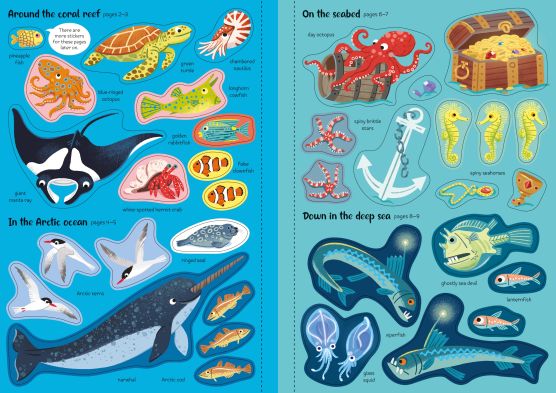 Usborne: Sparkly Sea Creatures Sticker Book - 3yrs+