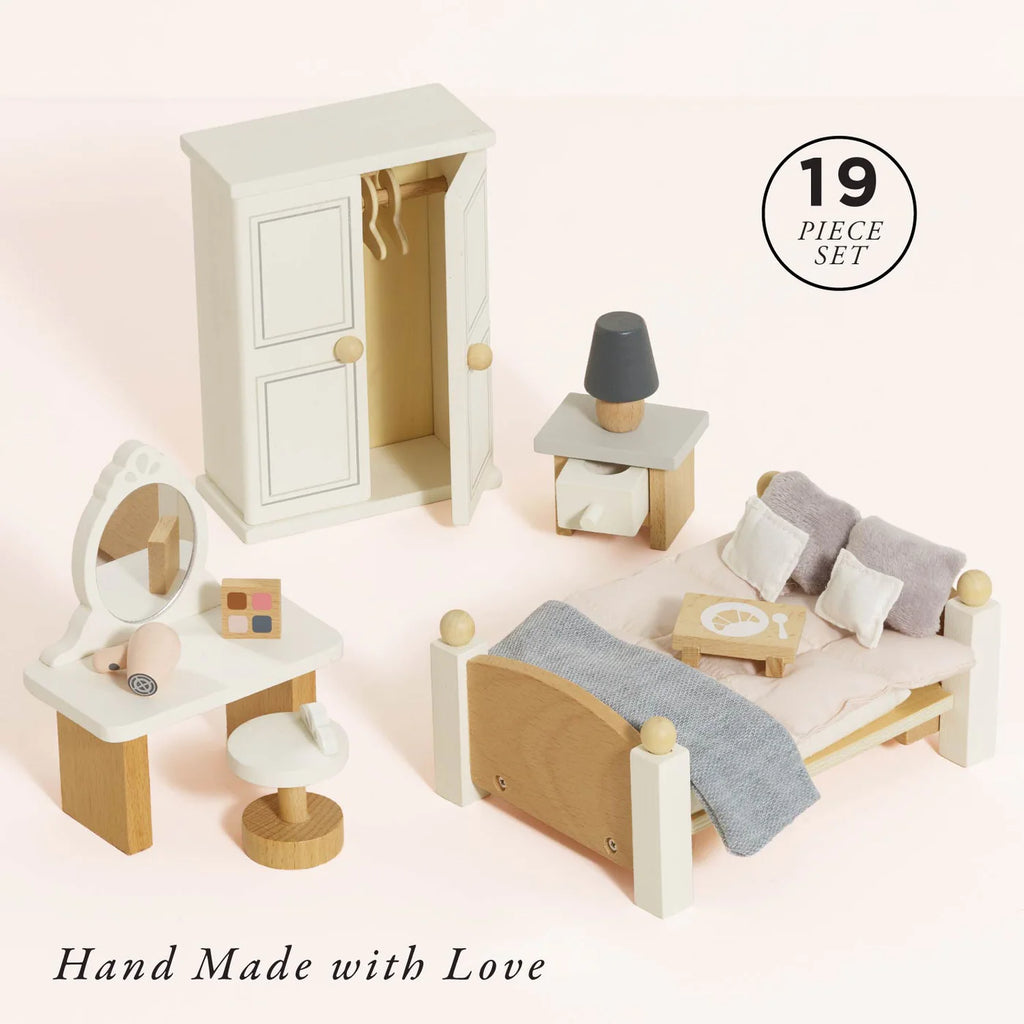 Le Toy Van - Wooden Dolls House Furniture - Master Bedroom 19pc set