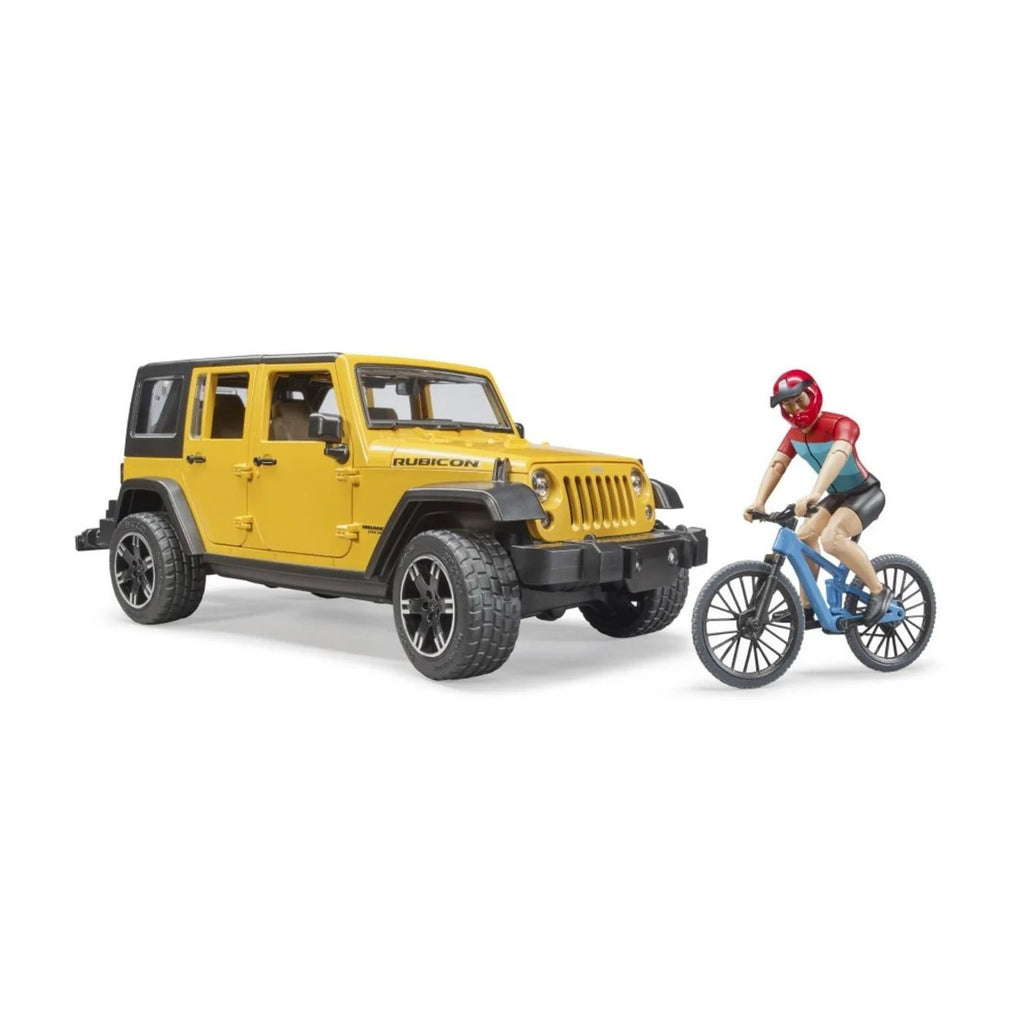 Bruder Jeep Wranger Rubicon Unlimited with Mountain Bike & Cyclist (50cm long) - Timeless Toys
