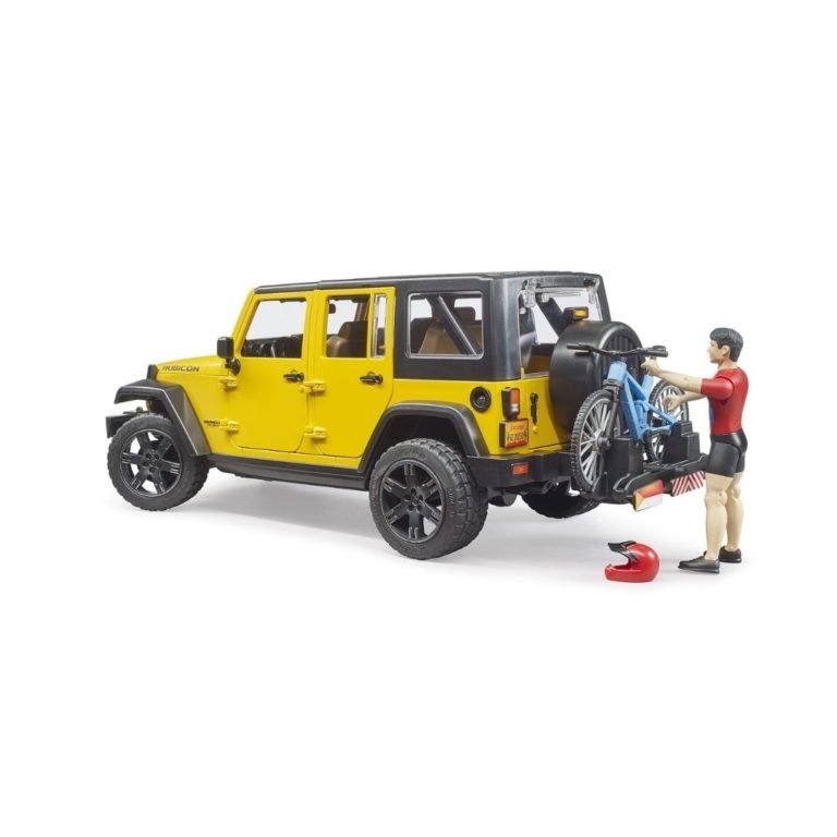 Bruder Jeep Wranger Rubicon Unlimited with Mountain Bike & Cyclist (50cm long) - Timeless Toys