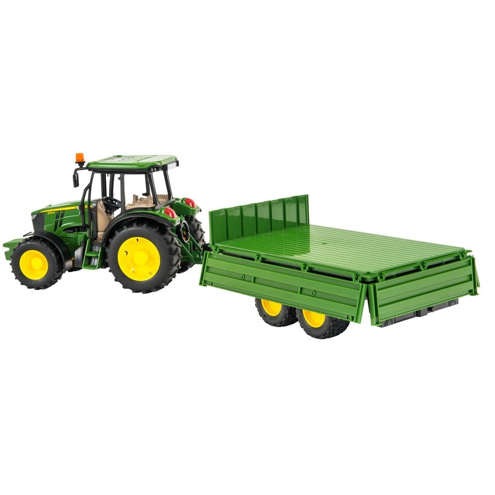 Bruder John Deere 5115M Tractor with Tipping Trailer (combined set 58.5cm long) - Timeless Toys