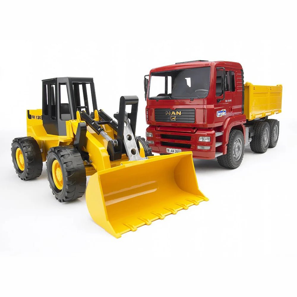 Bruder MAN TGA Construction Truck with articulated Road Loader FR130 - Timeless Toys