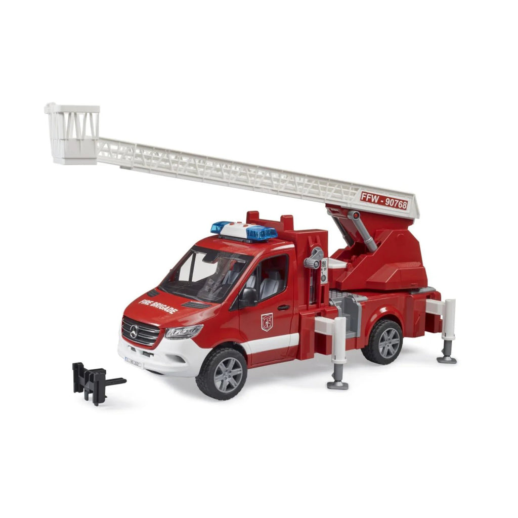 Bruder MB Sprinter Fire Engine with ladder, water pump, light & sound module (45cm long) - Timeless Toys