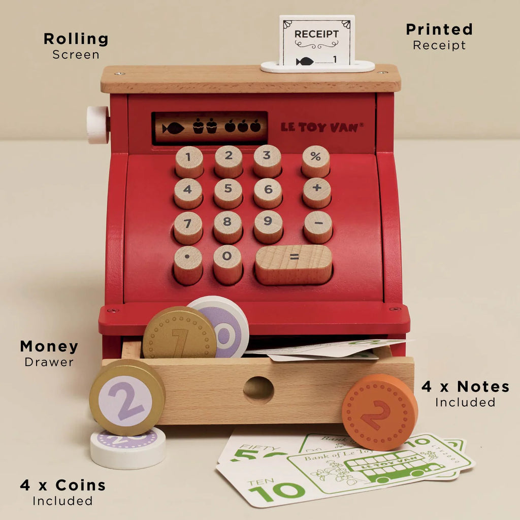 Le Toy Van - Wooden Shop Till - Cash Register & Play Money