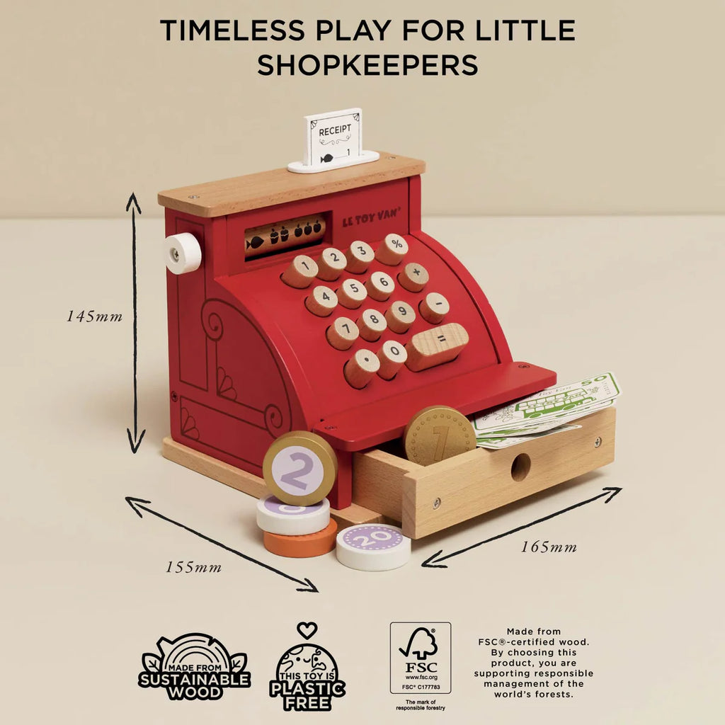 Le Toy Van - Wooden Shop Till - Cash Register & Play Money