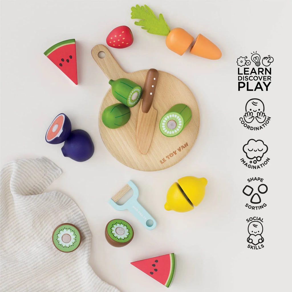 Le Toy Van - Wooden Chopping Board & Sliceable Play Food Set