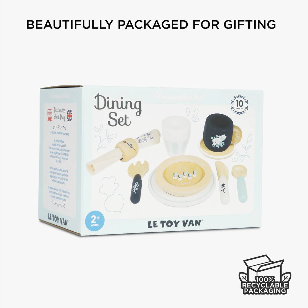 Le Toy Van - 10pc Wooden Cutlery & Dinner Pretend Play Set