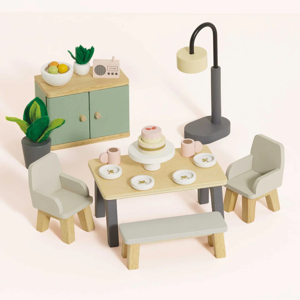 Le Toy Van - Wooden Dolls House Furniture - Dining Room 18pc set