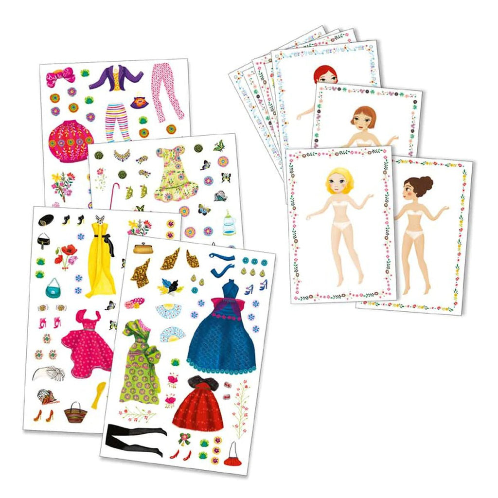 Djeco Dress Up Paper Dolls Reusable Sticker Activity Set - Massive Fashion (5 - 10yrs) - Timeless Toys