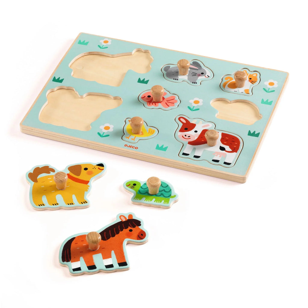 Djeco Wooden Peg Puzzles - Dog'n'Co - 12months+