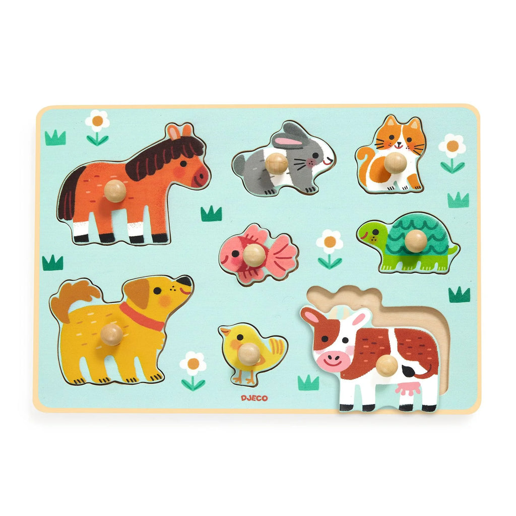 Djeco Wooden Peg Puzzles - Dog'n'Co - 12months+