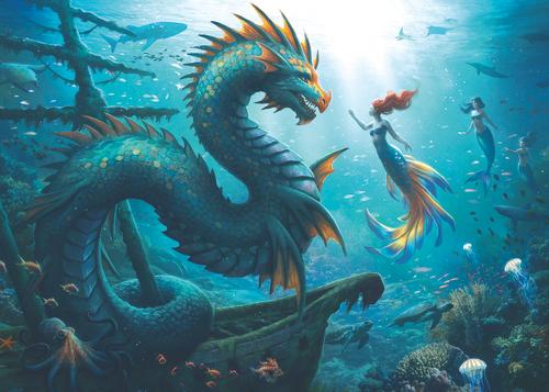 Ravensburger Enchanted Depths: Dragon, Mermaid, Turtles - 1000pc Adult Puzzle