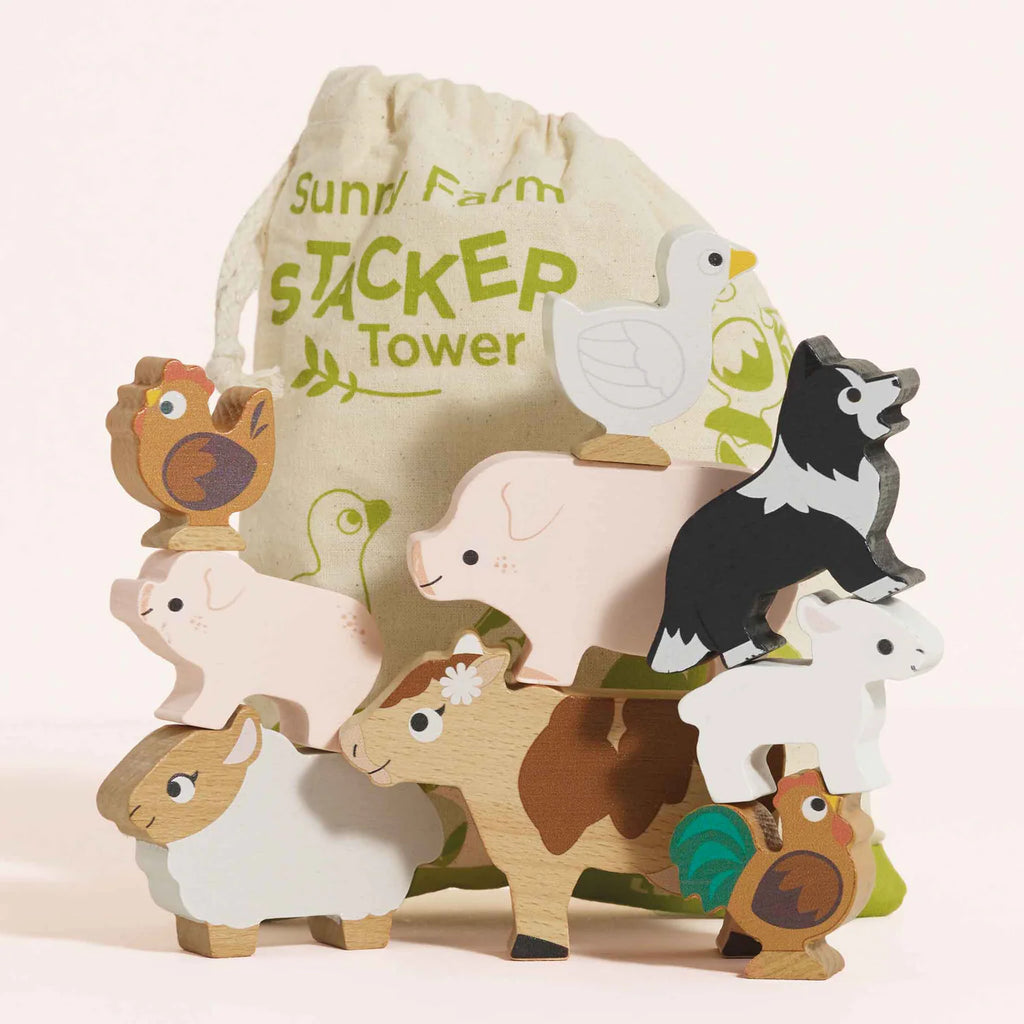 Le Toy Van - Farmyard Stacking Animals & Bag - 18months+
