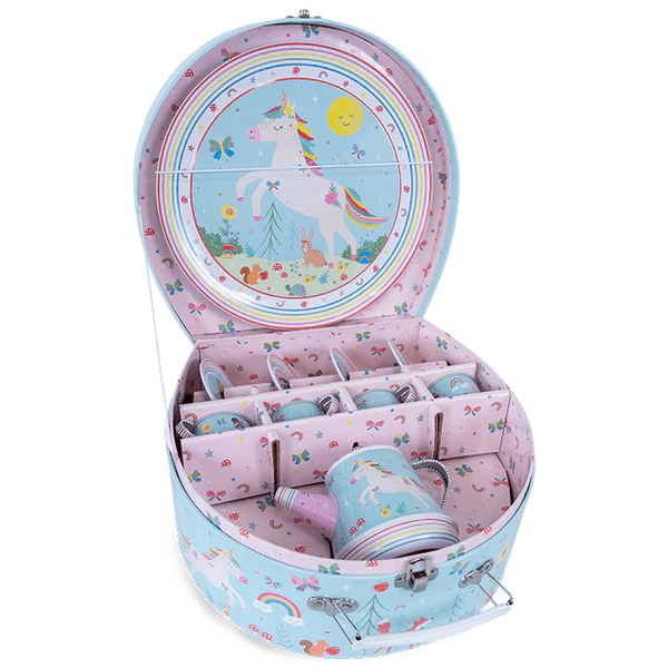 Floss & Rock 11pc Musical Tin Tea Set - Rainbow Fairy - 3yrs+