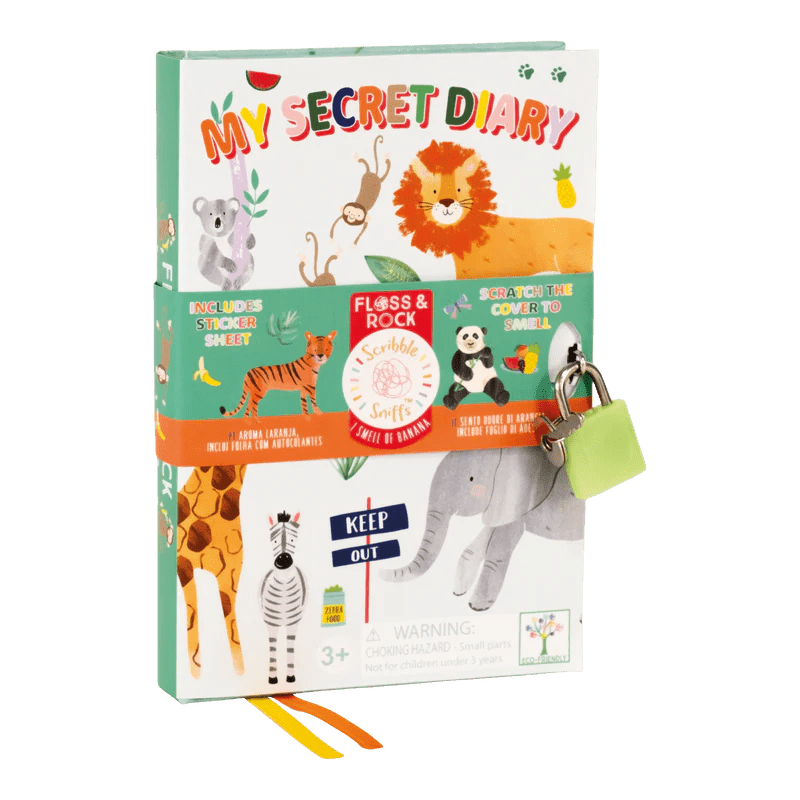 Floss & Rock Scented Secret Diary (with padlock and stickers) Jungle - 3yrs+ - Timeless Toys