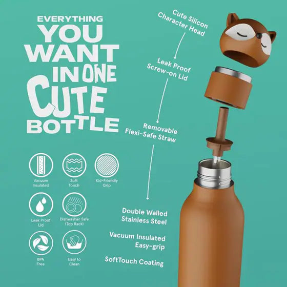 Asobu Besties - Vacuum Sealed 460ml Insulated Water Bottle - Fox