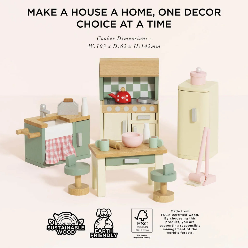 Le Toy Van - Wooden Dolls House Furniture - Kitchen 20pc set
