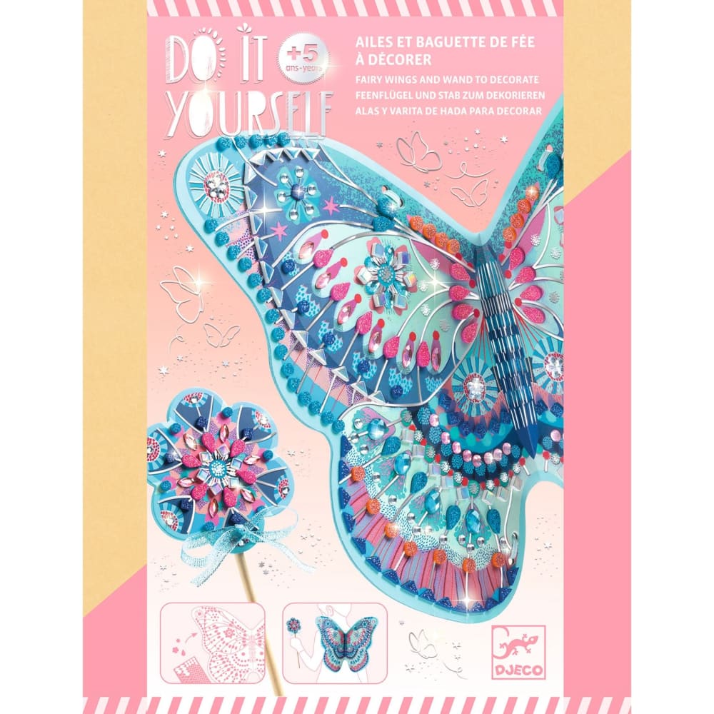 Djeco DIY Craft Kit - Like a Fairy - Wings and Wand to Decorate - 5yrs+