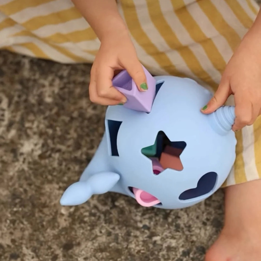 Jellystone Designs: Narwhal Silicone Shape Sorter - Pastel - (5 shapes) - 10 months+