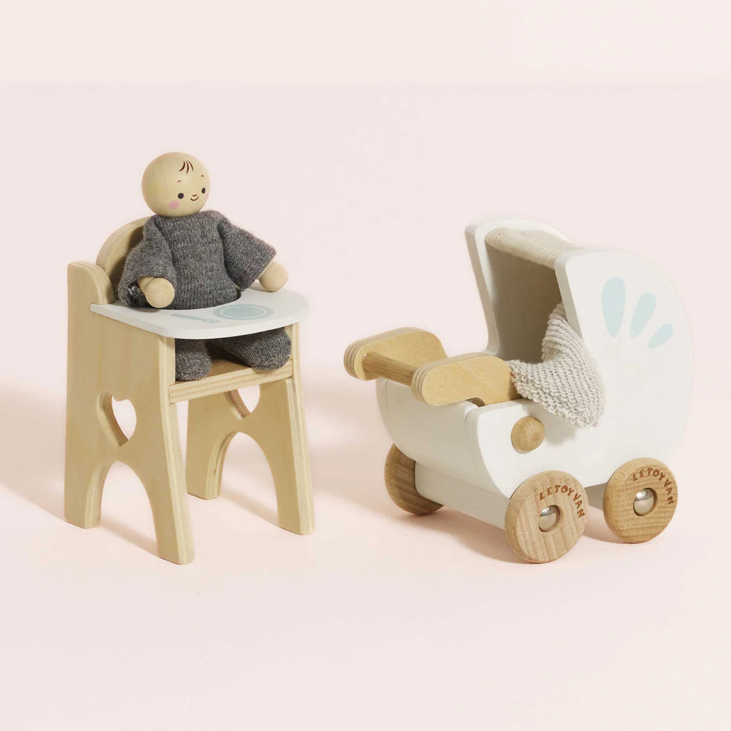 Le Toy Van - Wooden Dolls House Furniture Set - Nursery & Baby set
