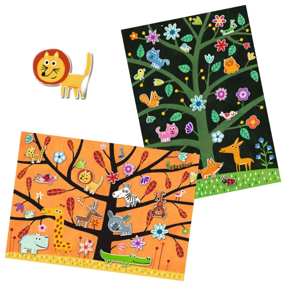 Djeco Reusable Puffy Sticker Scenes - Savannah and Forest
