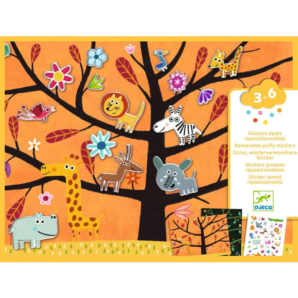 Djeco Reusable Puffy Sticker Scenes - Savannah and Forest