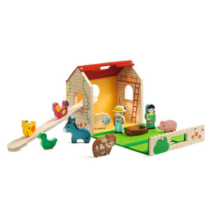 Softi-Farm - Portable Wooden Farm Playset by Djeco - 18mnths+
