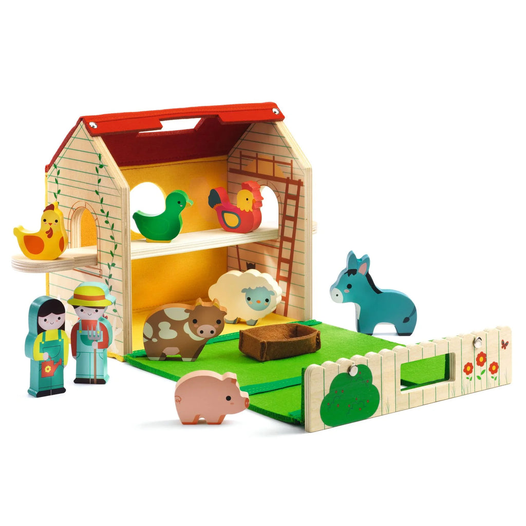 Softi-Farm - Portable Wooden Farm Playset by Djeco - 18mnths+