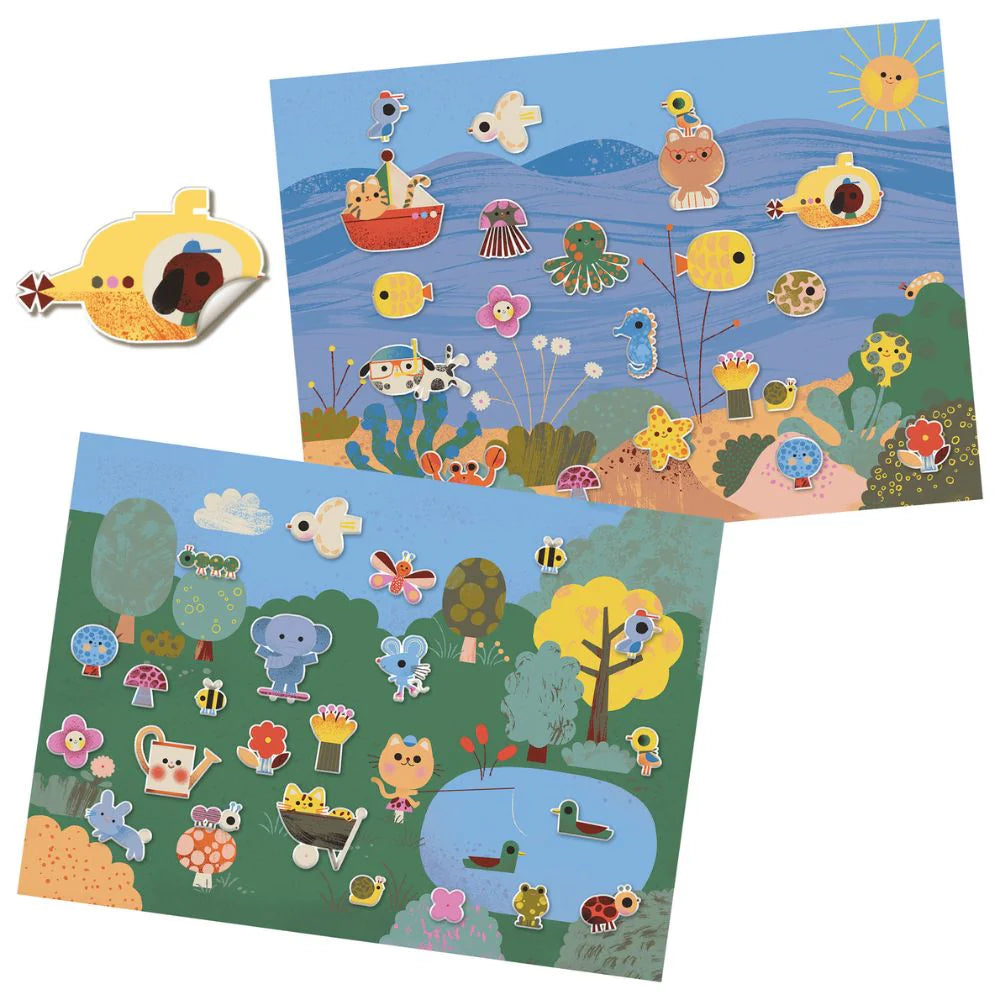 Djeco Reusable Puffy Sticker Scenes - Summertime