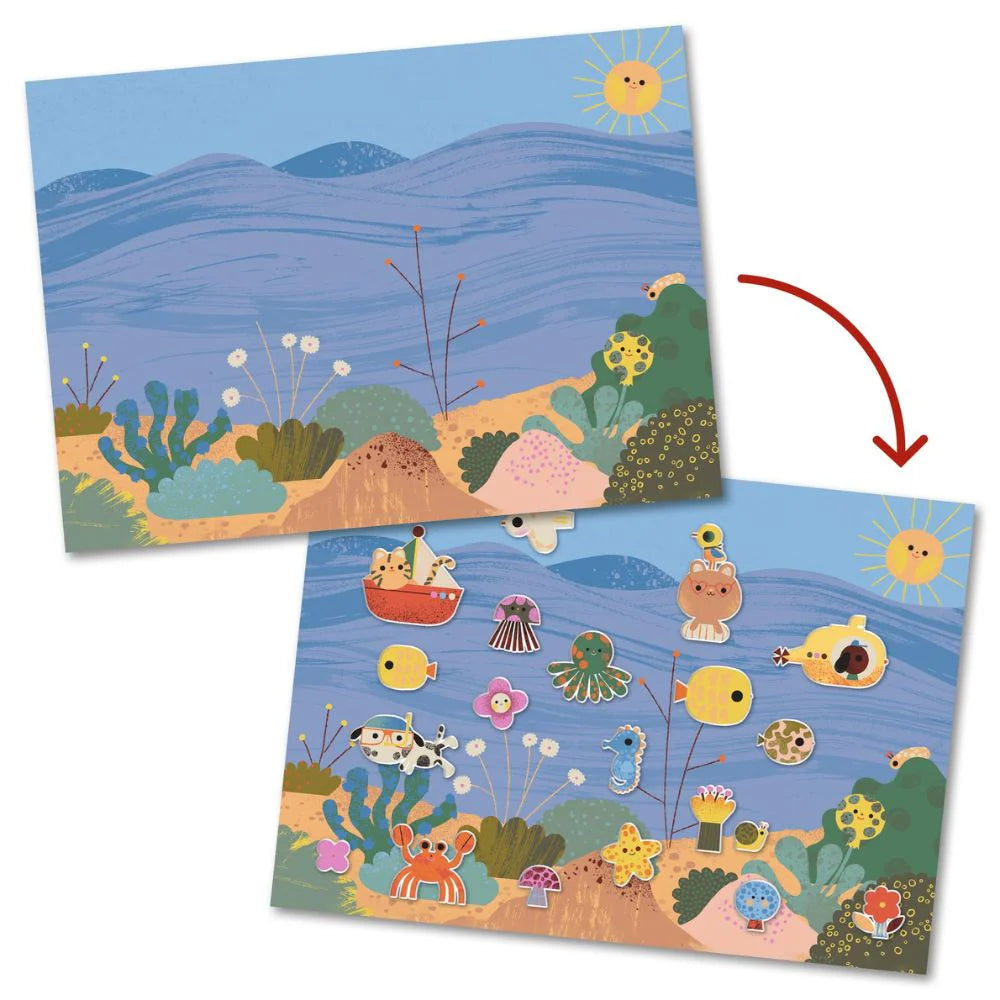 Djeco Reusable Puffy Sticker Scenes - Summertime
