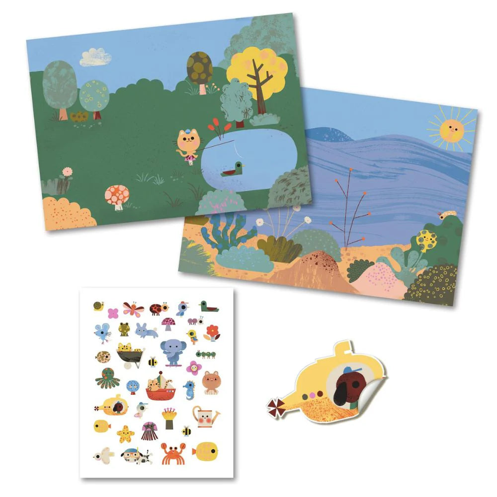 Djeco Reusable Puffy Sticker Scenes - Summertime