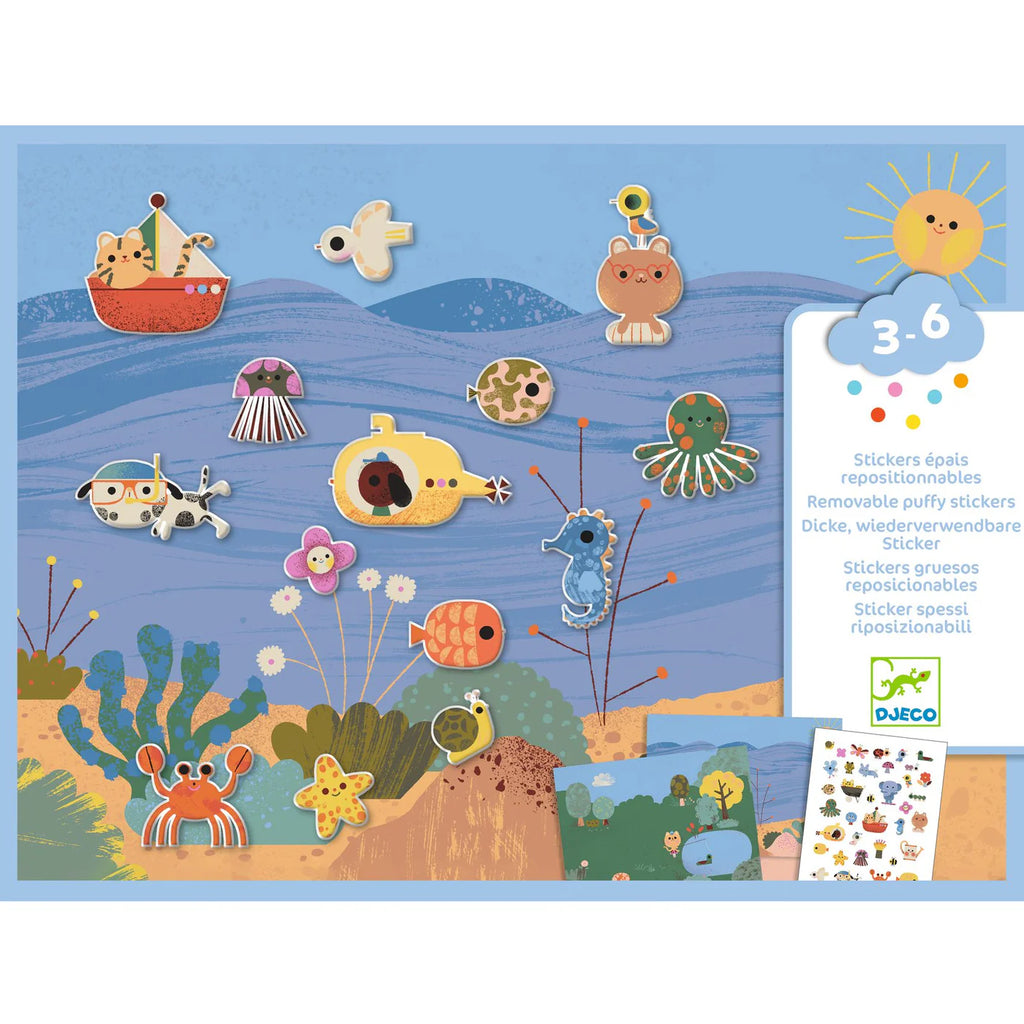 Djeco Reusable Puffy Sticker Scenes - Summertime