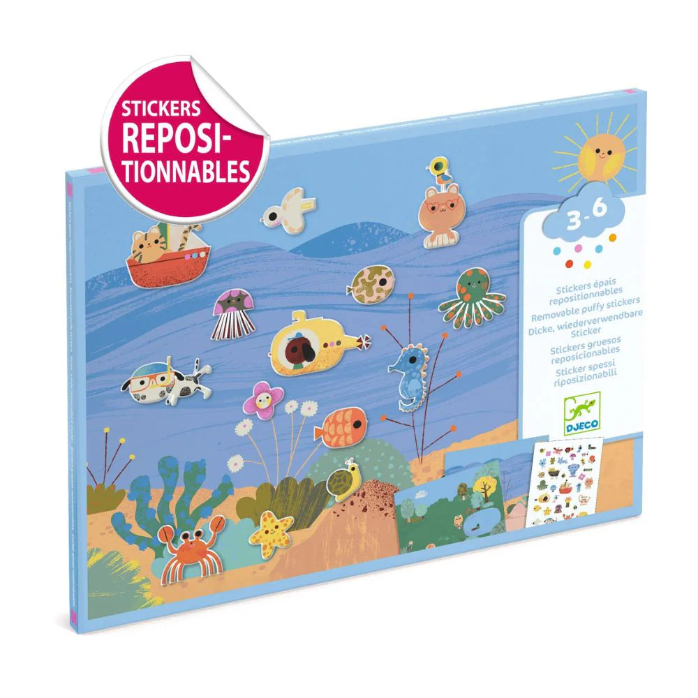 Djeco Reusable Puffy Sticker Scenes - Summertime