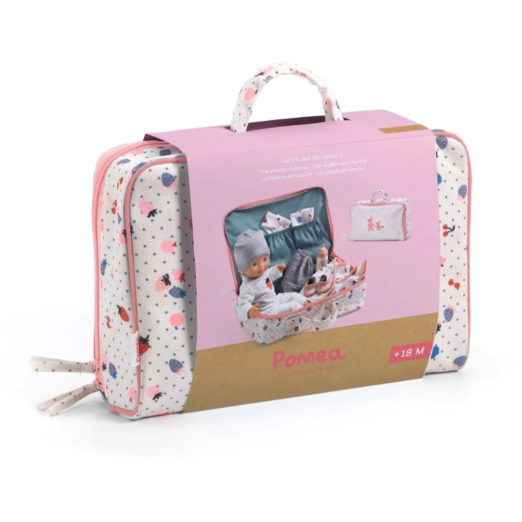Djeco Pomea - Vanille's Suitcase - Gift Set with 32cm Doll & Accessories - 18mnths+