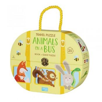 Animals on a Bus - Giant Floor Puzzle + Book - Timeless Toys