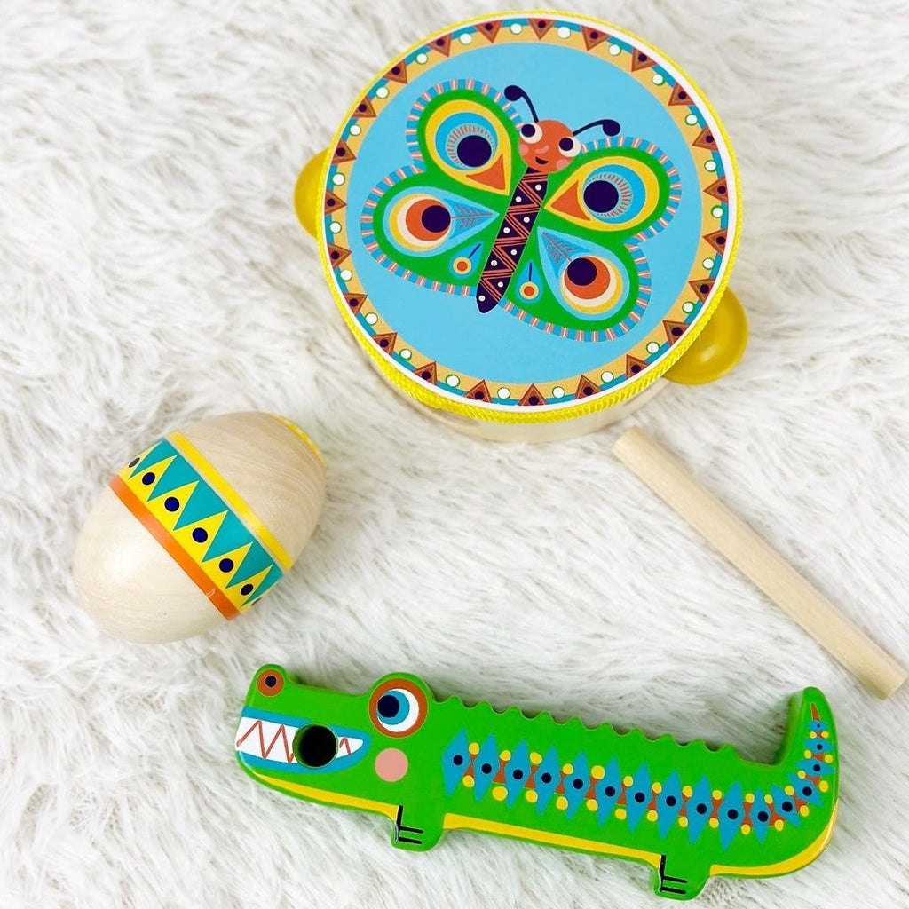 Animambo Set of 3 Percussions by Djeco - 18 months+ - Timeless Toys