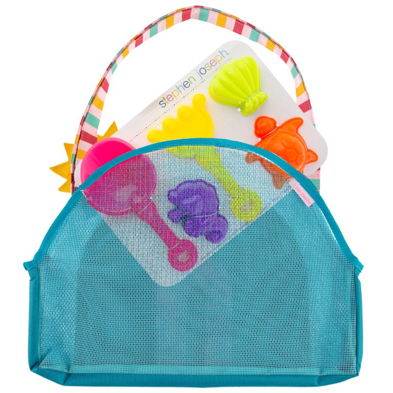 Beach Tote with 5pc Sand Toy Play Set - Rainbow by Stephen Joseph - Timeless Toys