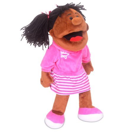 Brown Girl Moving Mouth Hand Puppet - Timeless Toys