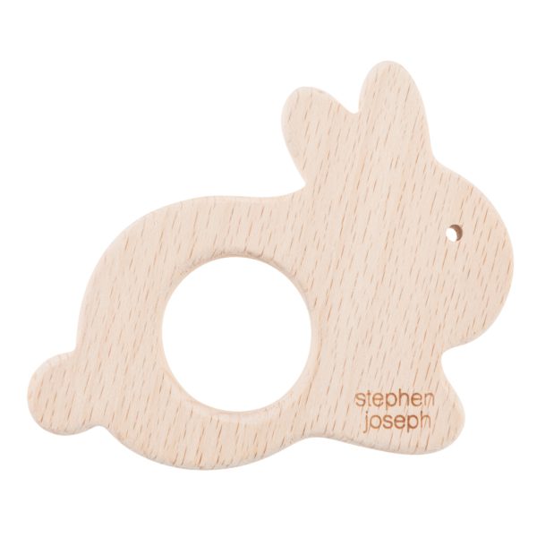 Bunny Muslin Soother and Beech Wood Teether by Stephen Joseph - Timeless Toys