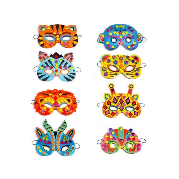 Djeco DIY Mosaic Masks - Jungle Animals - Timeless Toys